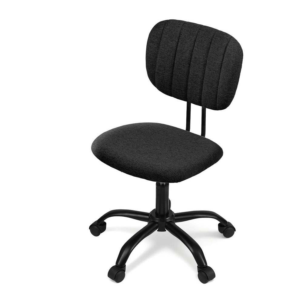 Artiss Armless Office Chair with Wheels, Ergonomic 360° Swivel Home Office Desk Chair, Height Adjustable Computer Task Chair with Fabric Back and Seat for Small Space, Black-2