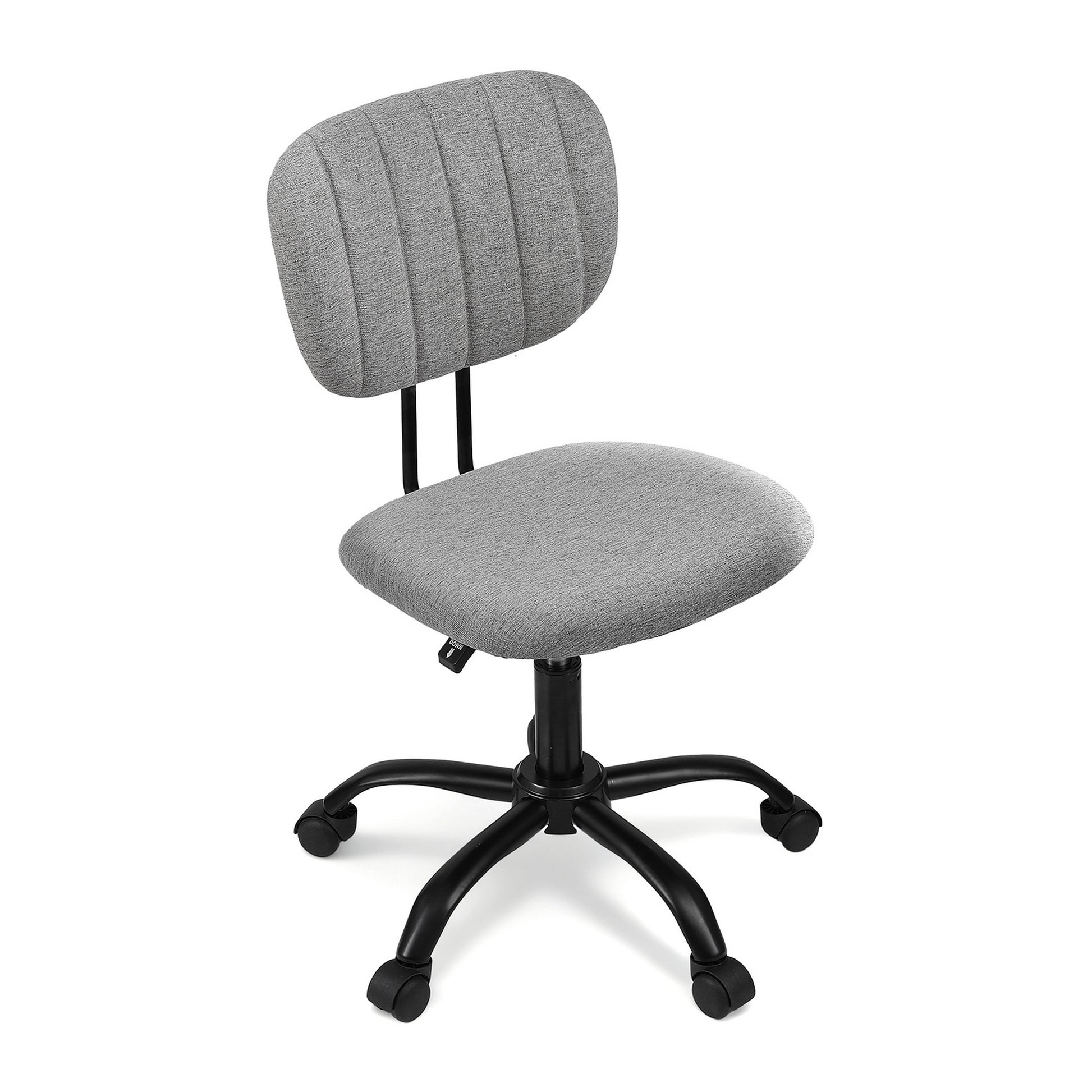 Artiss Armless Office Chair with Wheels, Ergonomic 360° Swivel Home Office Desk Chair, Height Adjustable Computer Task Chair with Fabric Back and Seat for Small Space, Grey-0