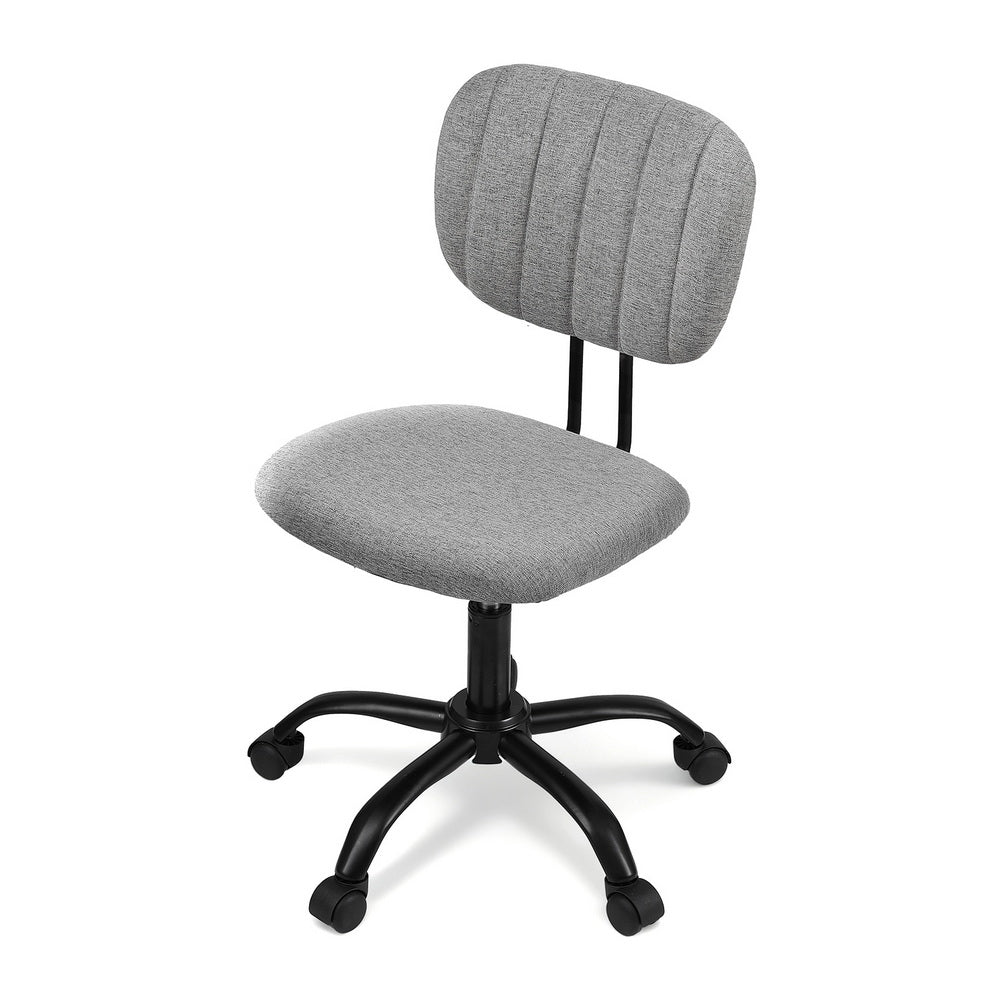 Artiss Armless Office Chair with Wheels, Ergonomic 360° Swivel Home Office Desk Chair, Height Adjustable Computer Task Chair with Fabric Back and Seat for Small Space, Grey-2