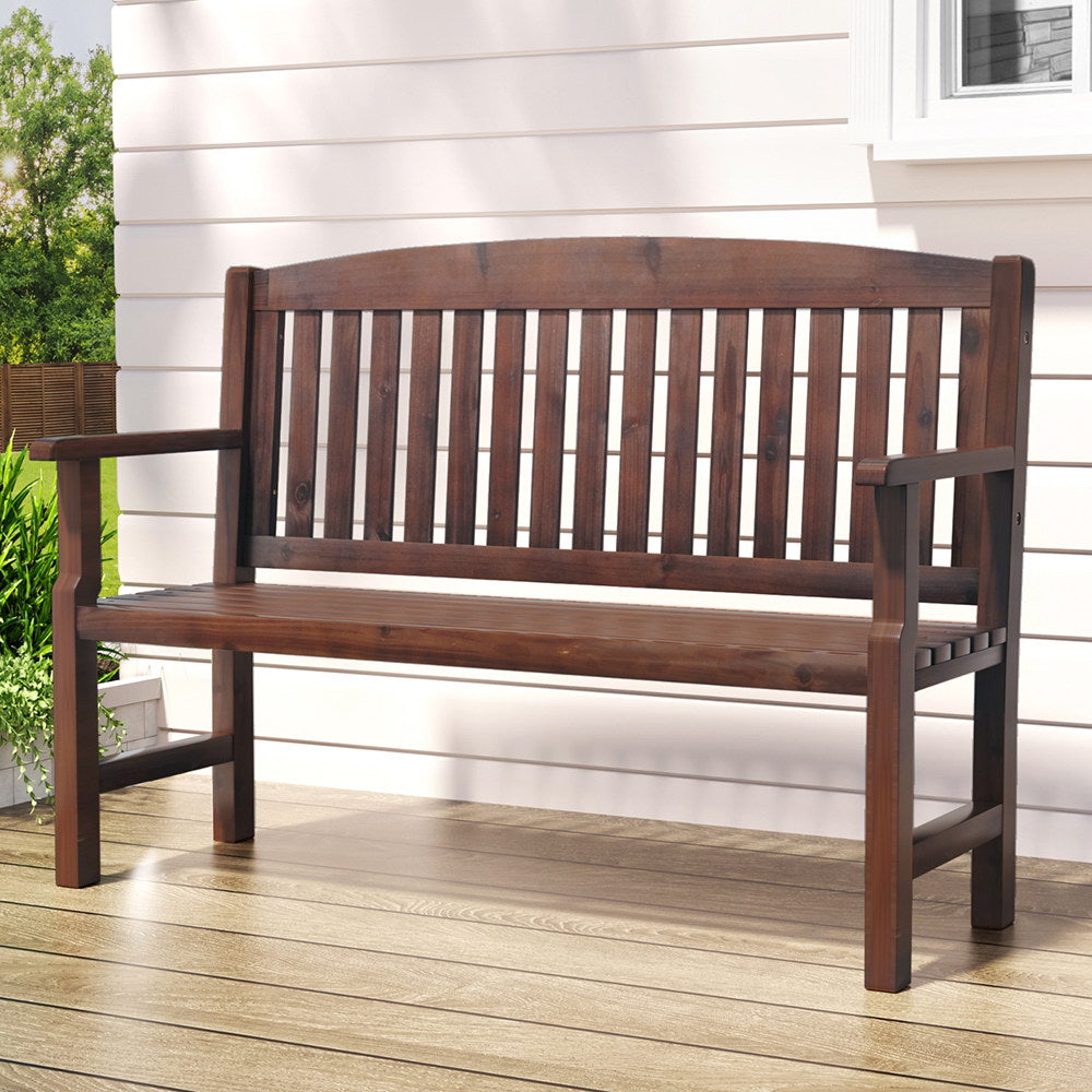 Gardeon Outdoor Garden Bench Wooden 2 Seater Lounge Chair Patio Furniture Brown-6