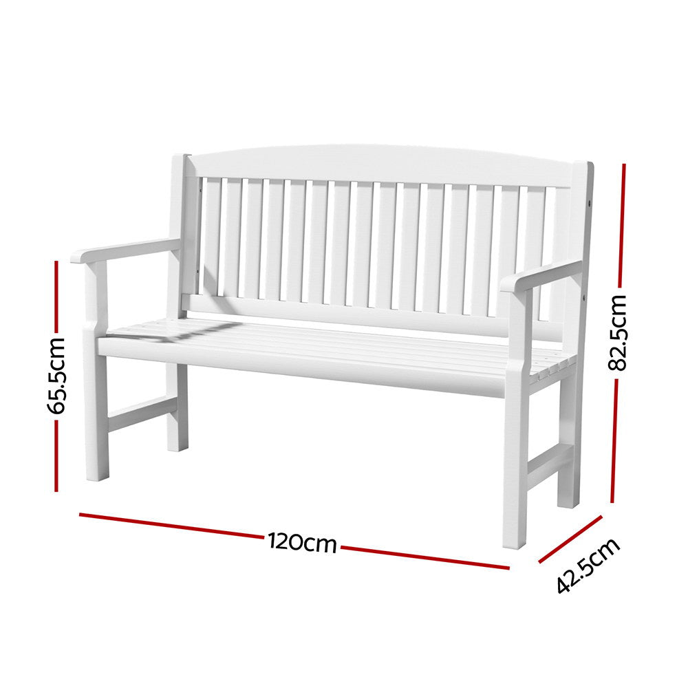 Gardeon Outdoor Garden Bench Wooden 2 Seater Lounge Chair Patio Furniture White-1