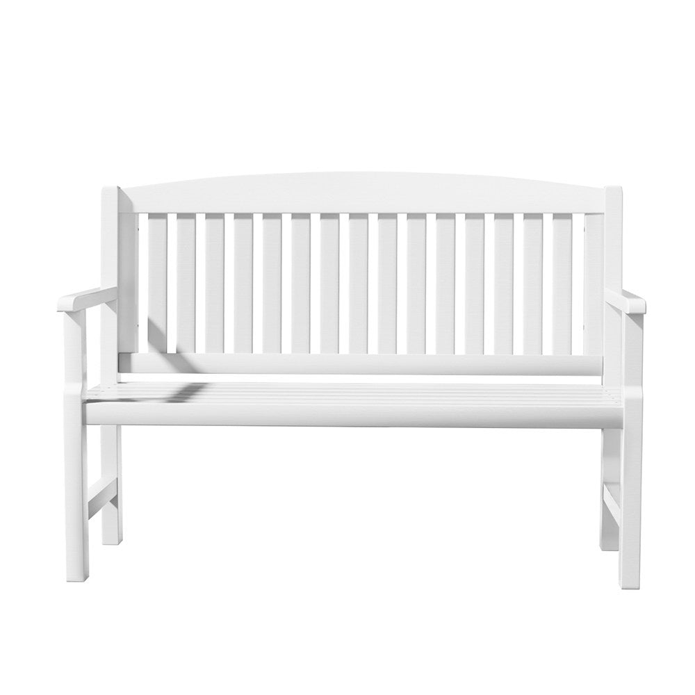 Gardeon Outdoor Garden Bench Wooden 2 Seater Lounge Chair Patio Furniture White-2