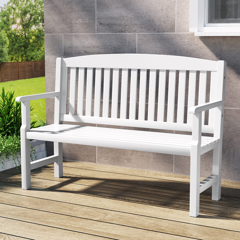 Gardeon Outdoor Garden Bench Wooden 2 Seater Lounge Chair Patio Furniture White-6