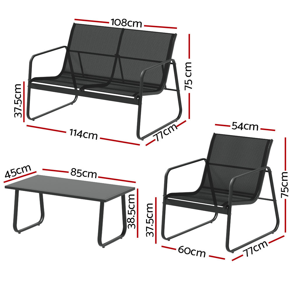 Gardeon Outdoor Sofa Set Lounge Setting Textilene Table and Chairs Garden Patio Furniture-1