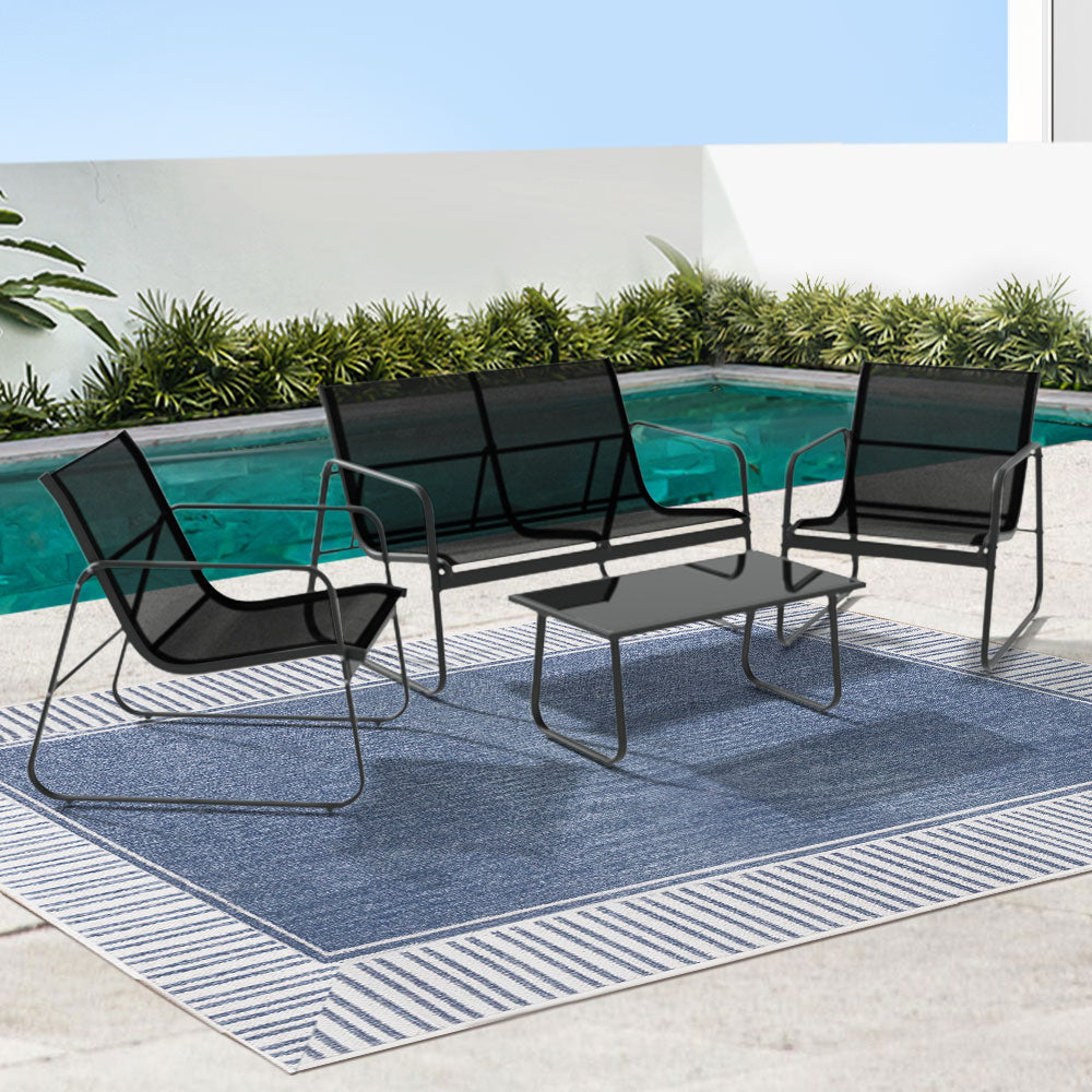 Gardeon Outdoor Sofa Set Lounge Setting Textilene Table and Chairs Garden Patio Furniture-7