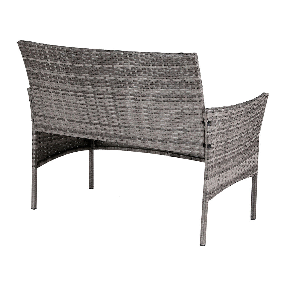 Gardeon 4 Seater Outdoor Sofa Set Wicker Setting Table Chair Furniture Grey-2