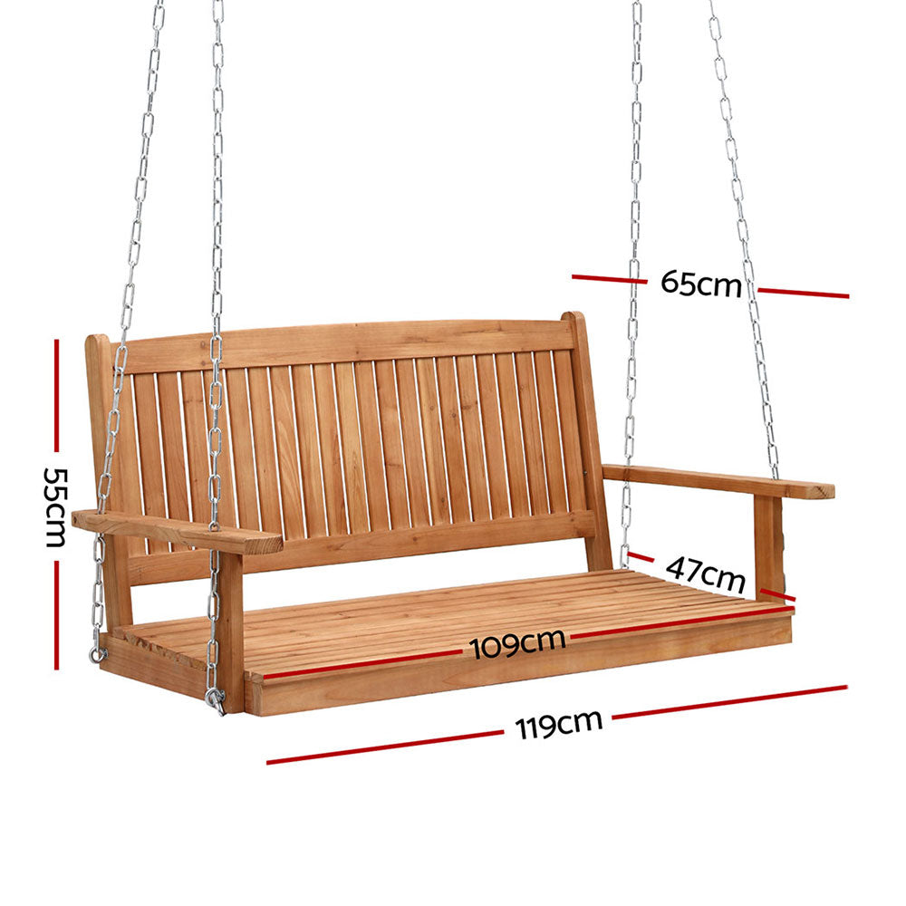 Gardeon Porch Swing Chair With Chain Outdoor Furniture Wooden Bench 2 Seater-1