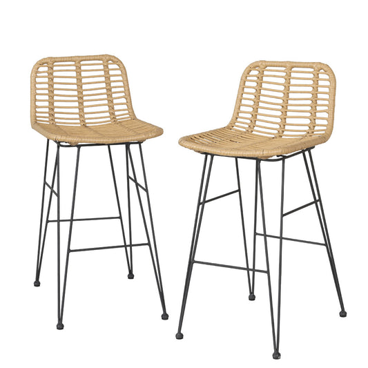 Gardeon 2 Piece Outdoor Bar Stools Wicker Dining Rattan Chair-0