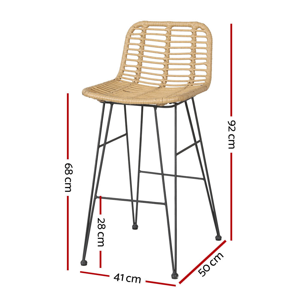 Gardeon 2 Piece Outdoor Bar Stools Wicker Dining Rattan Chair-1