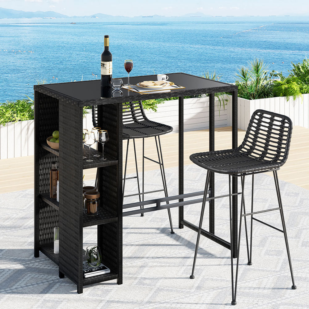 Gardeon Outdoor Bar Set Patio Furniture Dining Chairs Table and Chairs Wicker-6