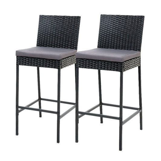 Gardeon 2-Piece Outdoor Bar Stools Dining Chair Bar Stools Rattan Furniture-0