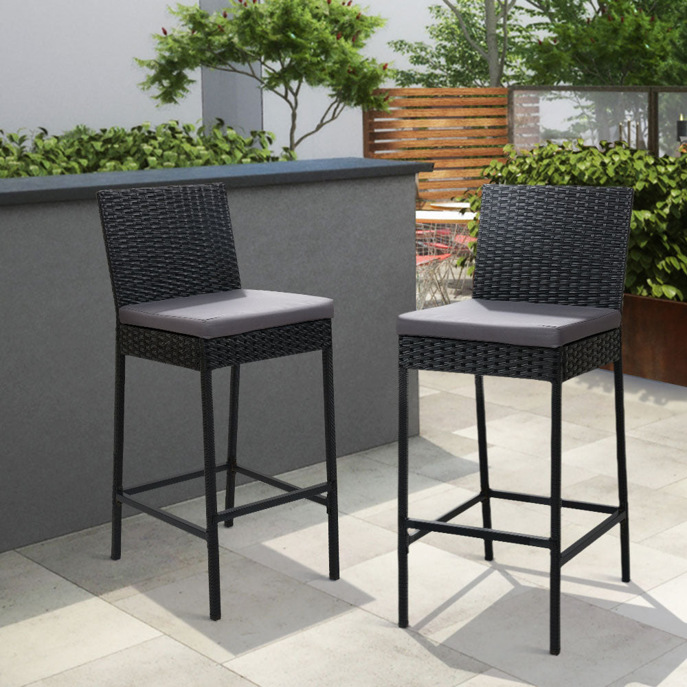 Gardeon 2-Piece Outdoor Bar Stools Dining Chair Bar Stools Rattan Furniture-7