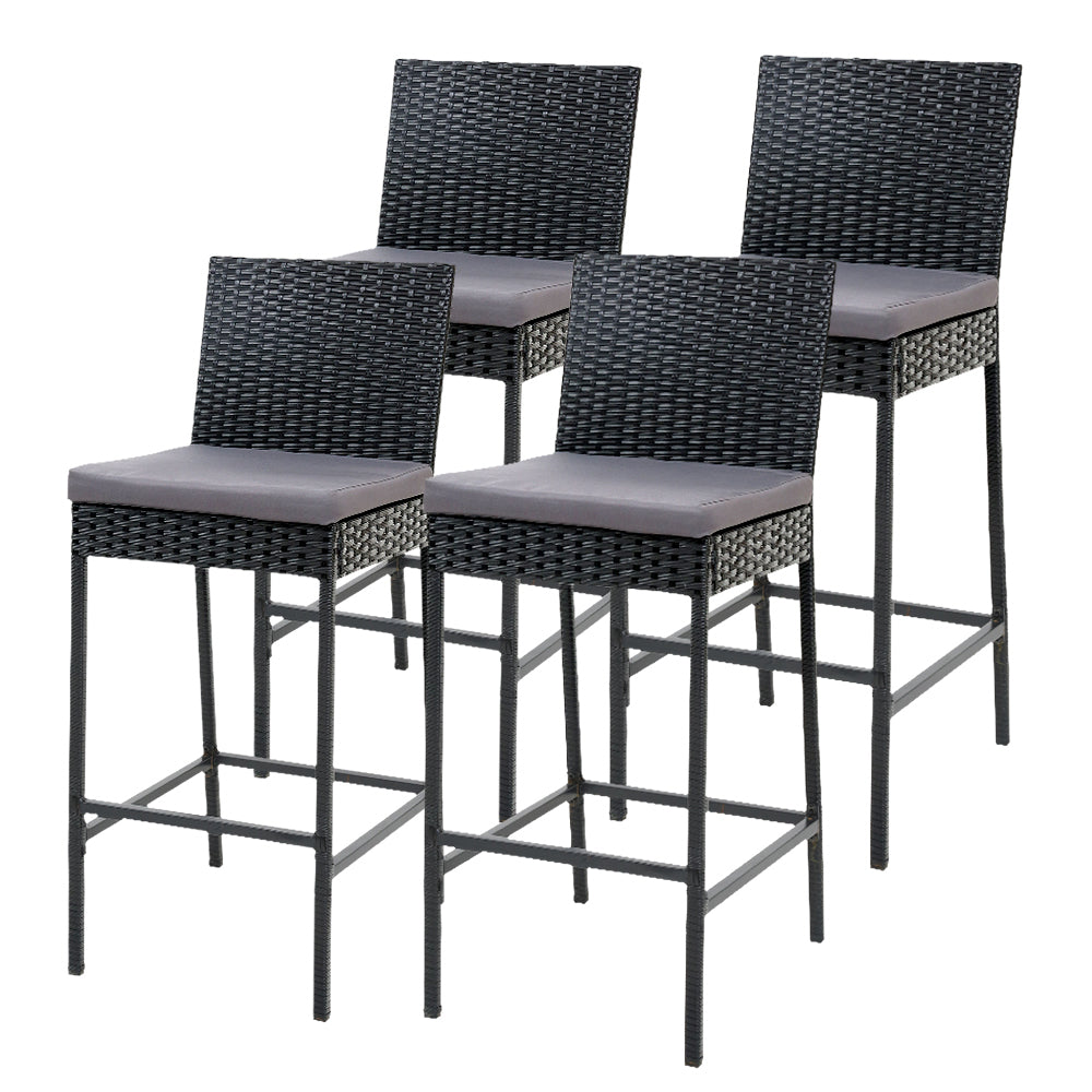 Gardeon 4-Piece Outdoor Bar Stools Dining Chair Bar Stools Rattan Furniture-0