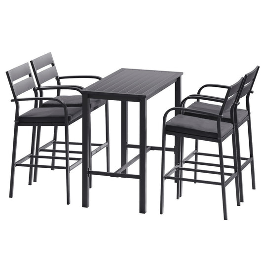 Gardeon Outdoor Bar Set 5-Piece Patio Dining Chairs Aluminium Table Stools-0