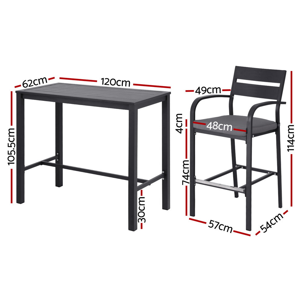 Gardeon Outdoor Bar Set 5-Piece Patio Dining Chairs Aluminium Table Stools-1