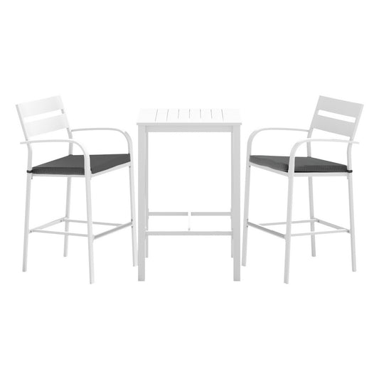 Gardeon Outdoor Bar Set Stools 3-Piece Dining Chairs Table Patio Aluminium Bistro Set-0