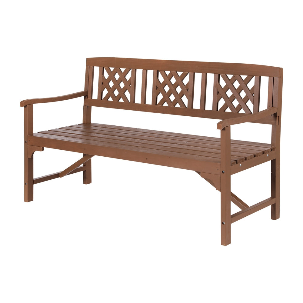 Gardeon Outdoor Garden Bench Wooden Chair 3 Seat Patio Furniture Lounge Natural-0