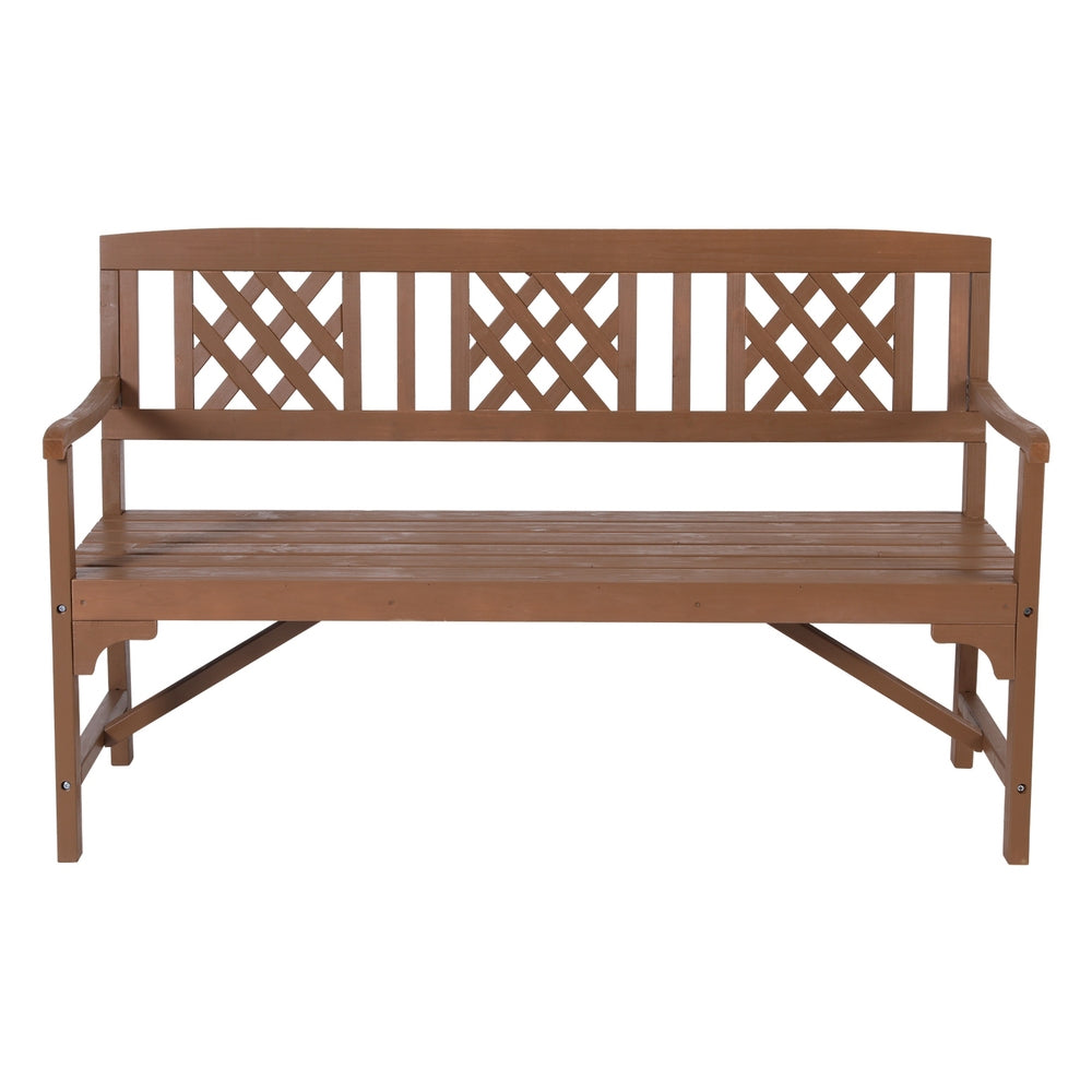 Gardeon Outdoor Garden Bench Wooden Chair 3 Seat Patio Furniture Lounge Natural-2