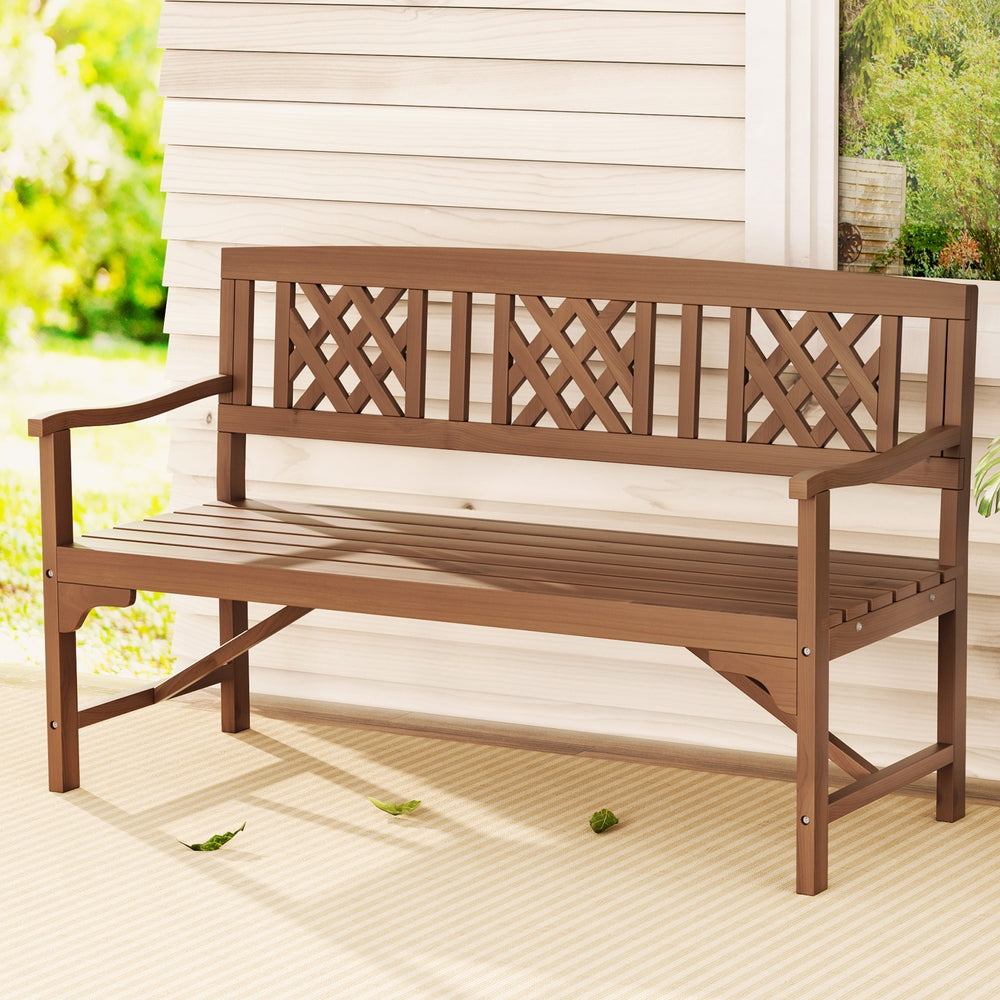 Gardeon Outdoor Garden Bench Wooden Chair 3 Seat Patio Furniture Lounge Natural-6