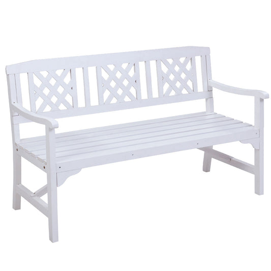 Gardeon Outdoor Garden Bench Wooden Chair 3 Seat Patio Furniture Lounge White-0