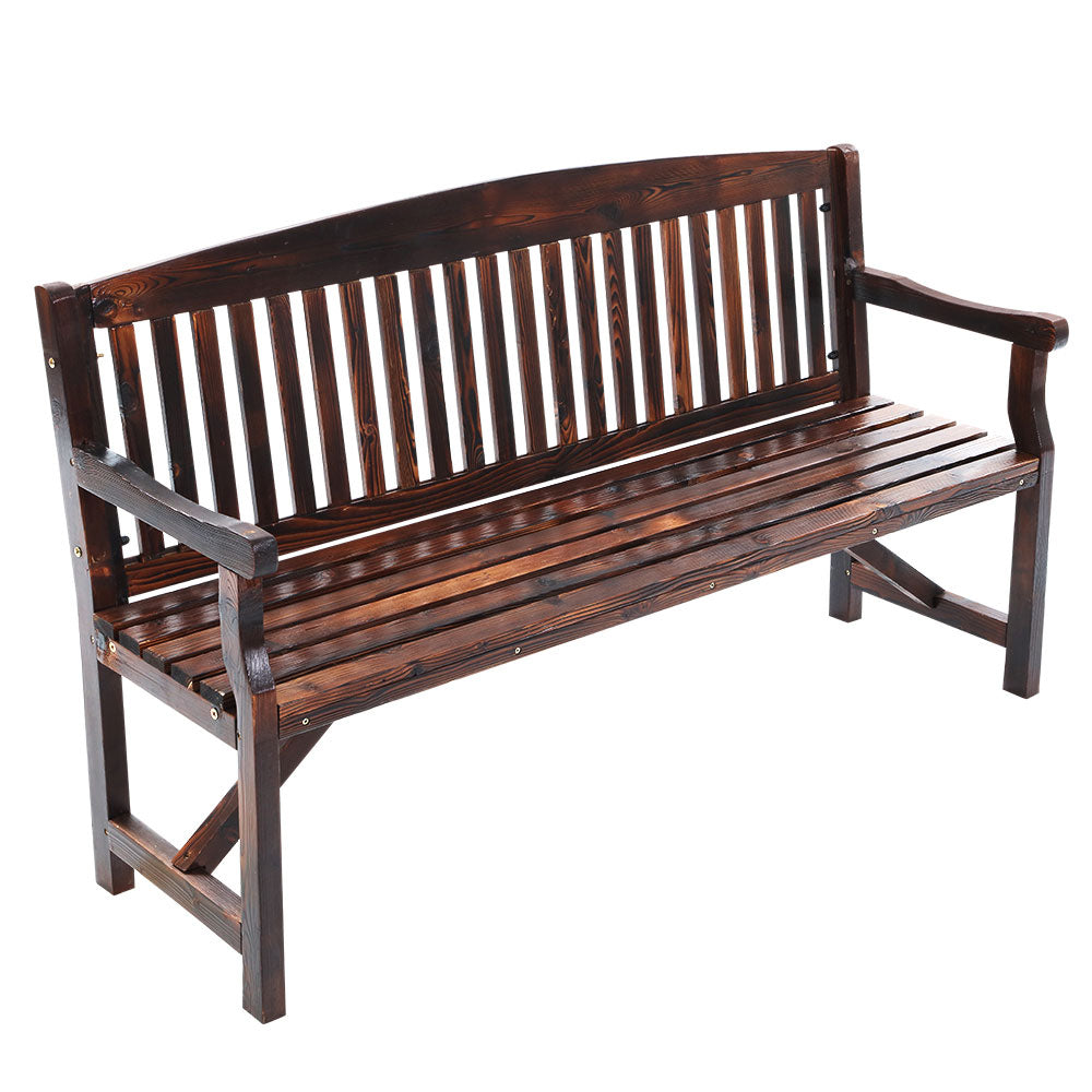 Gardeon 5FT Outdoor Garden Bench Wooden 3 Seat Chair Patio Furniture Charcoal-0