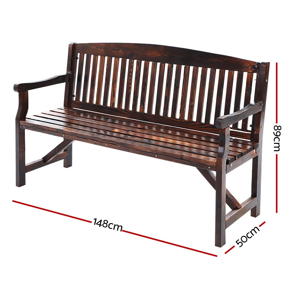 Gardeon 5FT Outdoor Garden Bench Wooden 3 Seat Chair Patio Furniture Charcoal-1