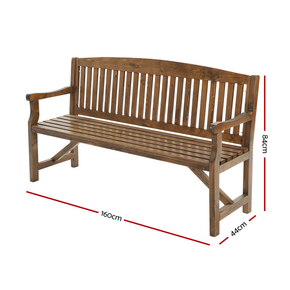 Gardeon 5FT Outdoor Garden Bench Wooden 3 Seat Chair Patio Furniture Natural-1