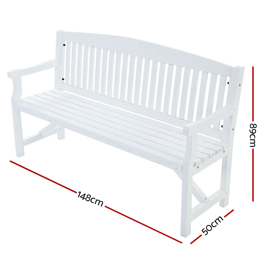 Gardeon 5FT Outdoor Garden Bench Wooden 3 Seat Chair Patio Furniture White-1