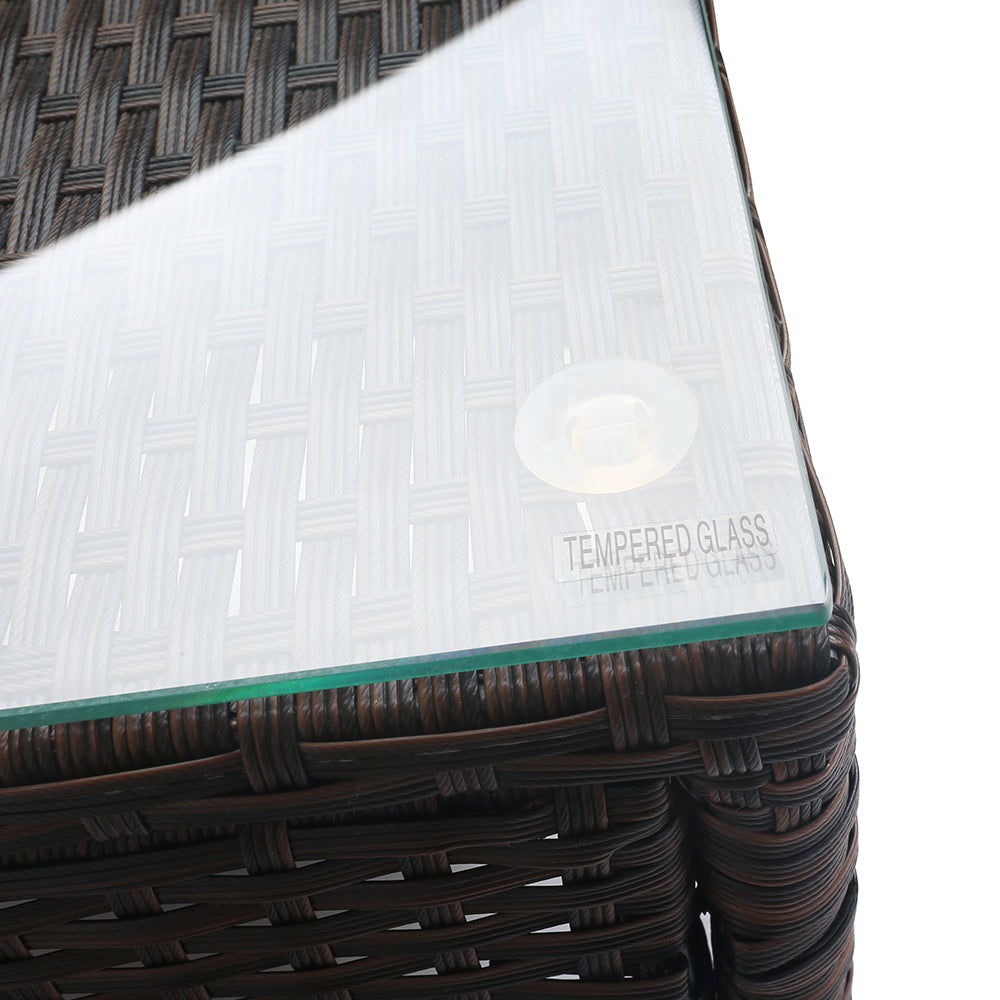 Gardeon 3PC Outdoor Bistro Set Patio Furniture Wicker Setting Chairs Table Cushion Brown-6