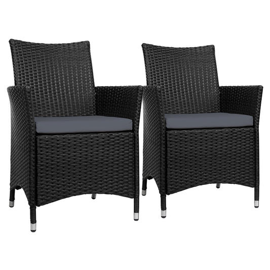 Gardeon Outdoor Dining Chairs Patio Furniture Wicker Garden Cushion Idris 2PC-0