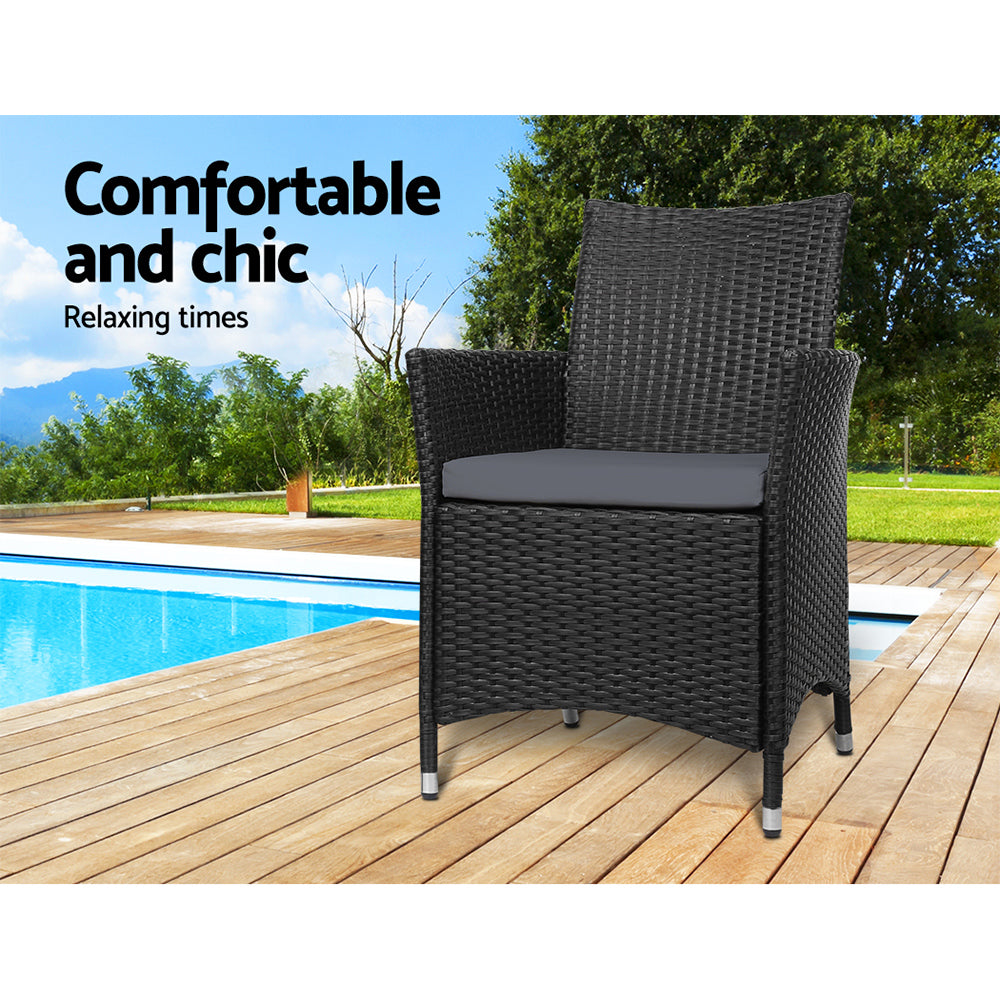 Gardeon Outdoor Dining Chairs Patio Furniture Wicker Garden Cushion Idris 2PC-6