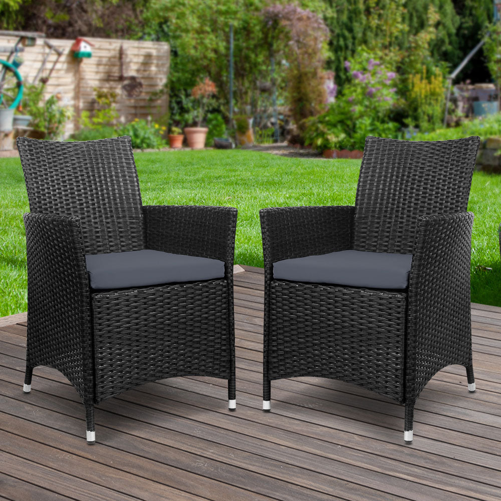 Gardeon Outdoor Dining Chairs Patio Furniture Wicker Garden Cushion Idris 2PC-7