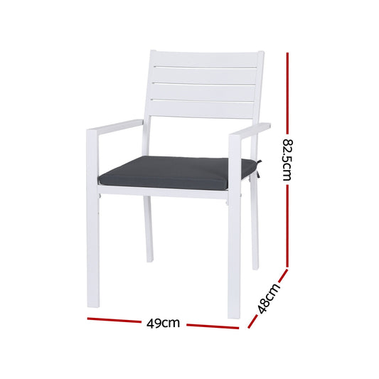 Gardeon 4PC Outdoor Dining Chairs Stackable Aluminum Lounge Chair Patio Furniture