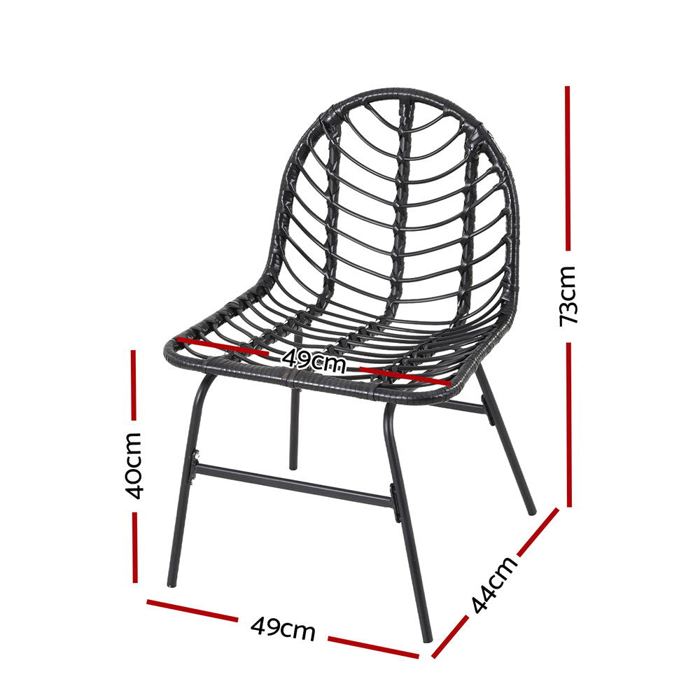 Gardeon 2x Outdoor Chairs Dining Chair Lounge Wicker Patio Furniture Black-1