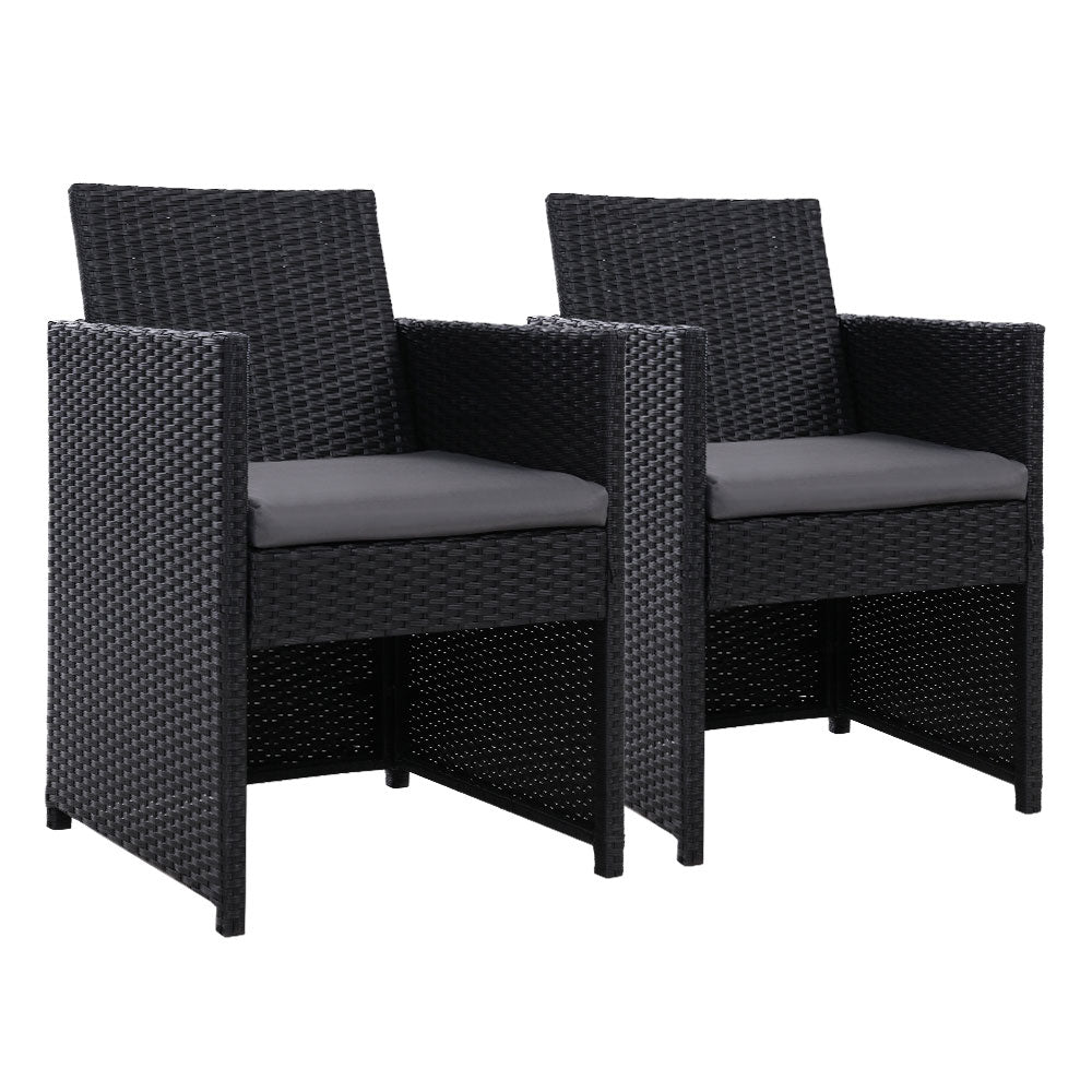 Gardeon 2PC Outdoor Dining Chairs Patio Furniture Wicker Garden Cushion Hugo-0