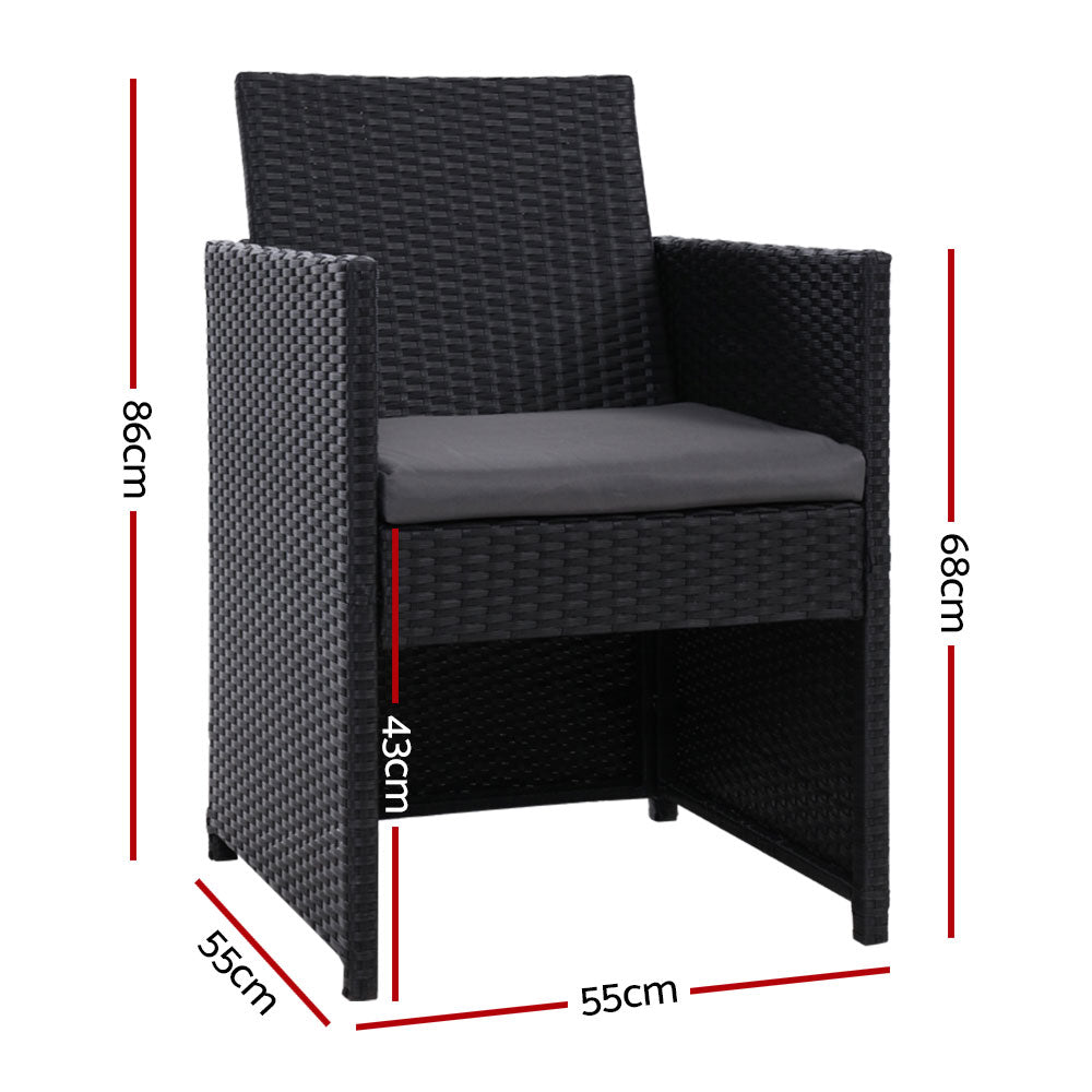 Gardeon 2PC Outdoor Dining Chairs Patio Furniture Wicker Garden Cushion Hugo-1