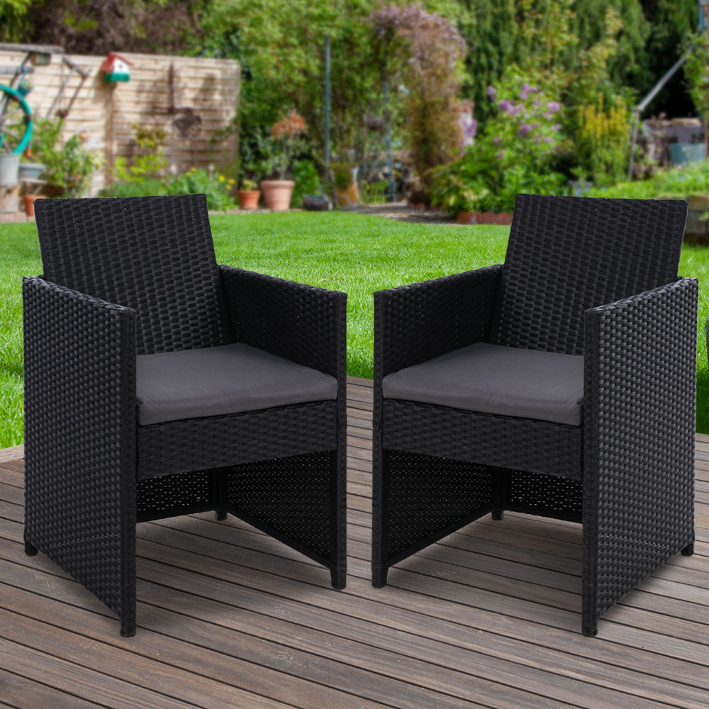 Gardeon 2PC Outdoor Dining Chairs Patio Furniture Wicker Garden Cushion Hugo-6