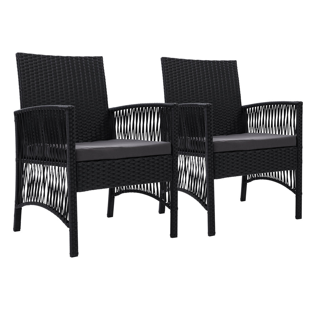 Gardeon 2PC Outdoor Dining Chairs Patio Furniture Wicker Lounge Chair Garden-0