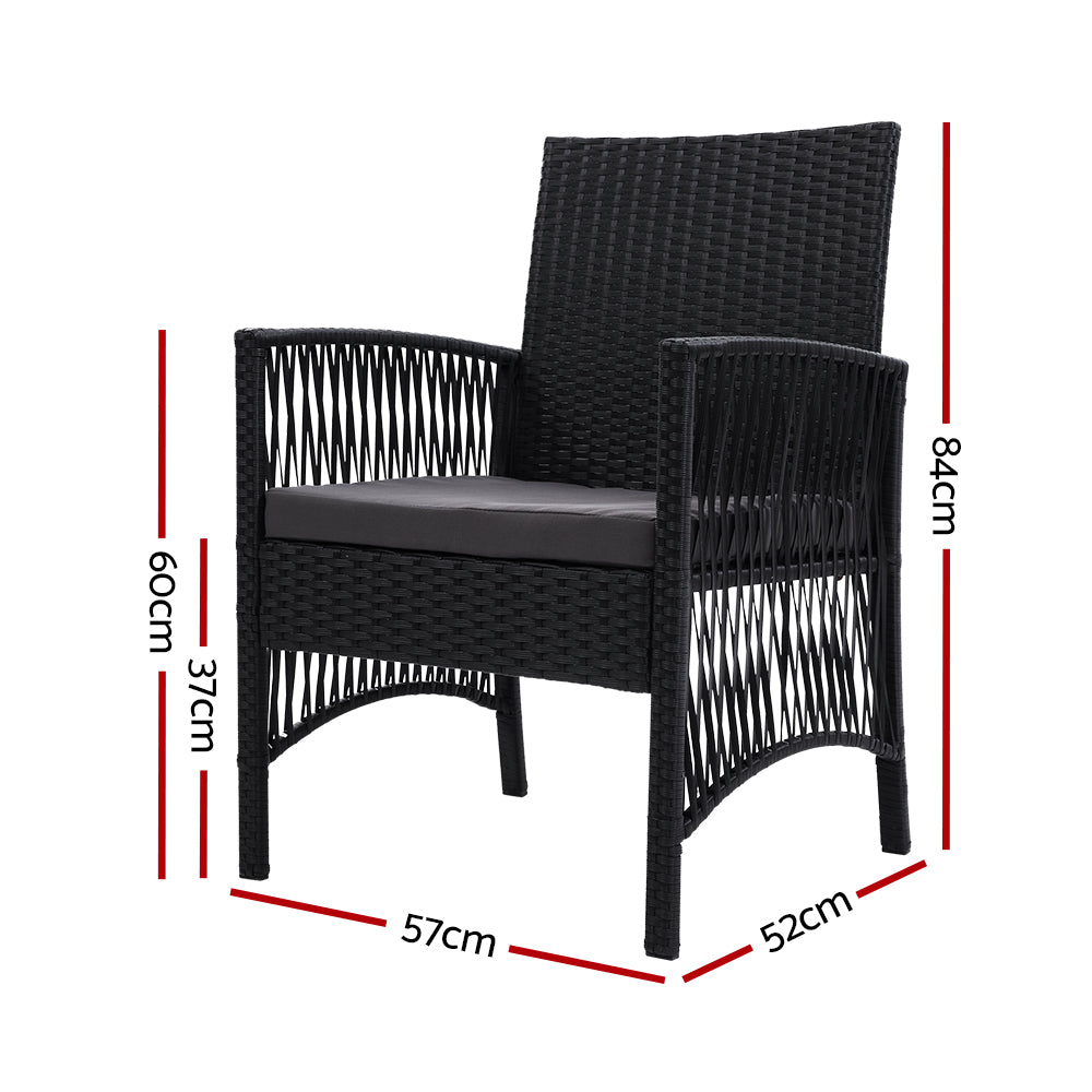 Gardeon 2PC Outdoor Dining Chairs Patio Furniture Wicker Lounge Chair Garden-1