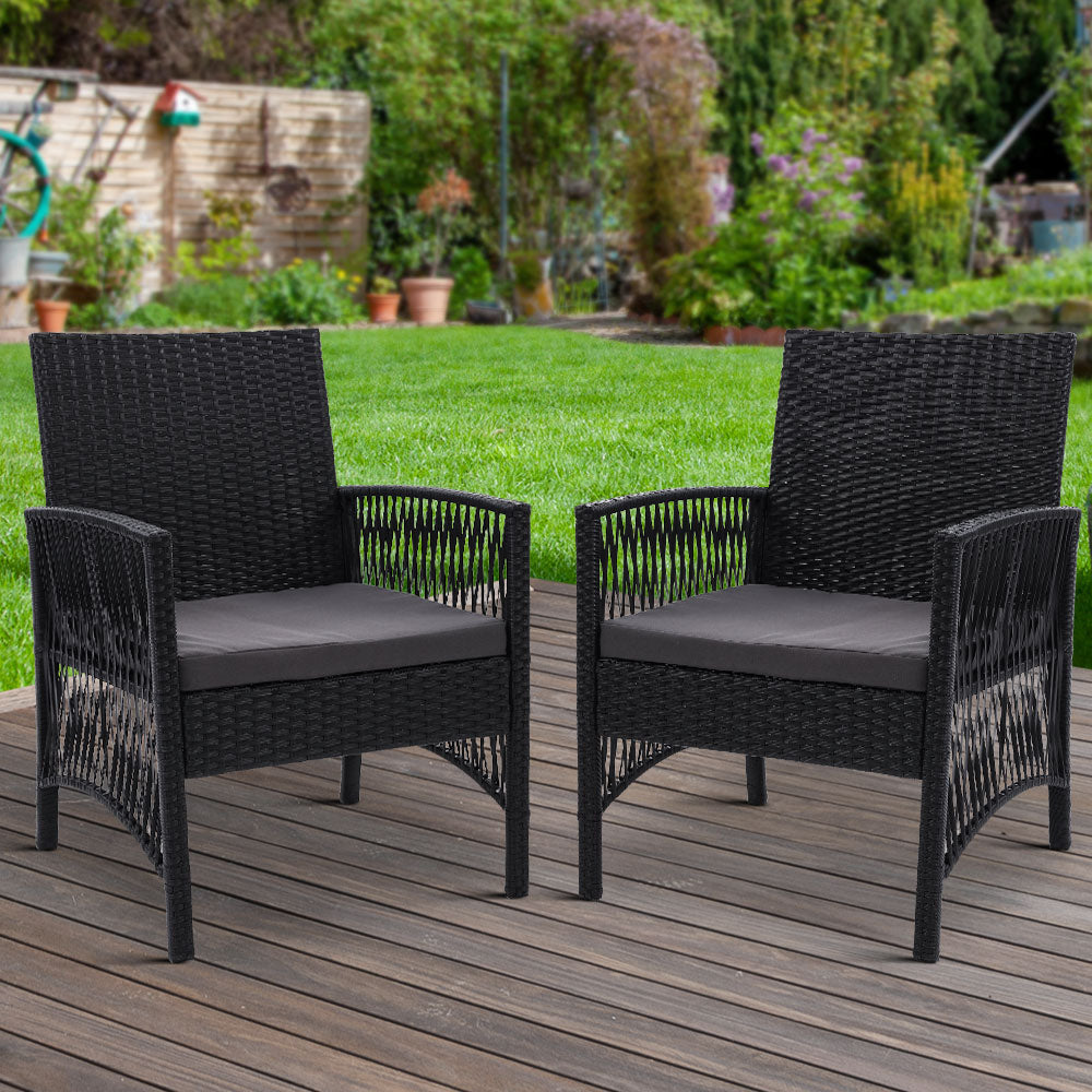 Gardeon 2PC Outdoor Dining Chairs Patio Furniture Wicker Lounge Chair Garden-7