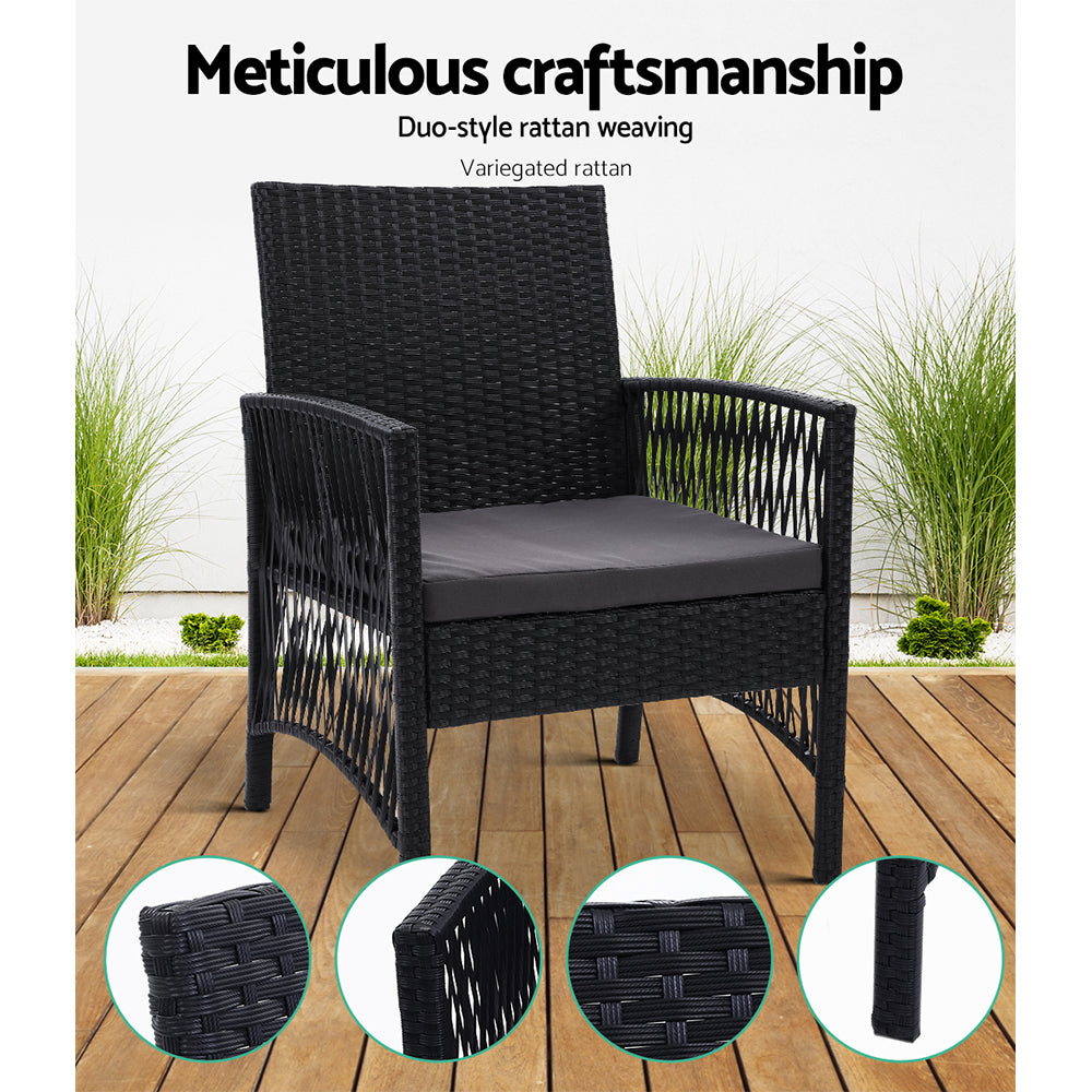 Gardeon 2PC Outdoor Dining Chairs Patio Furniture Wicker Lounge Chair Garden-8