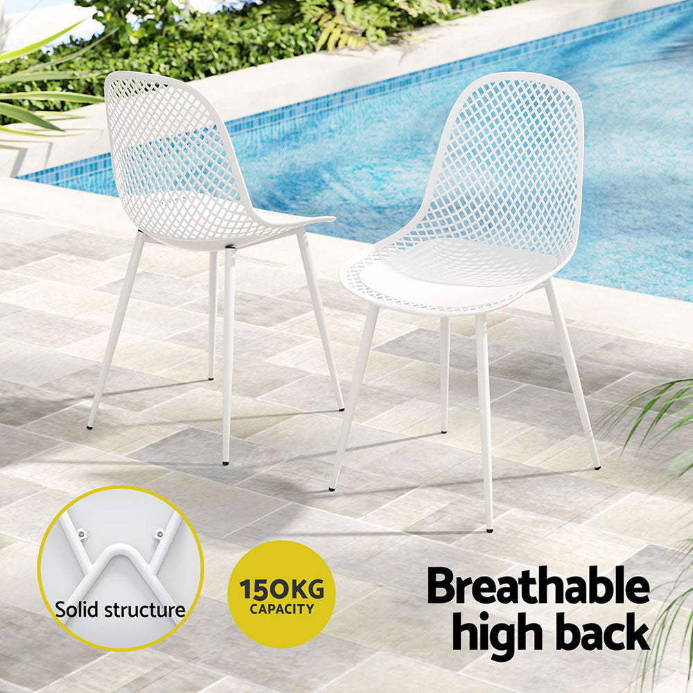 Gardeon 4PC Outdoor Dining Chairs PP Lounge Chair Patio Garden Furniture White-5