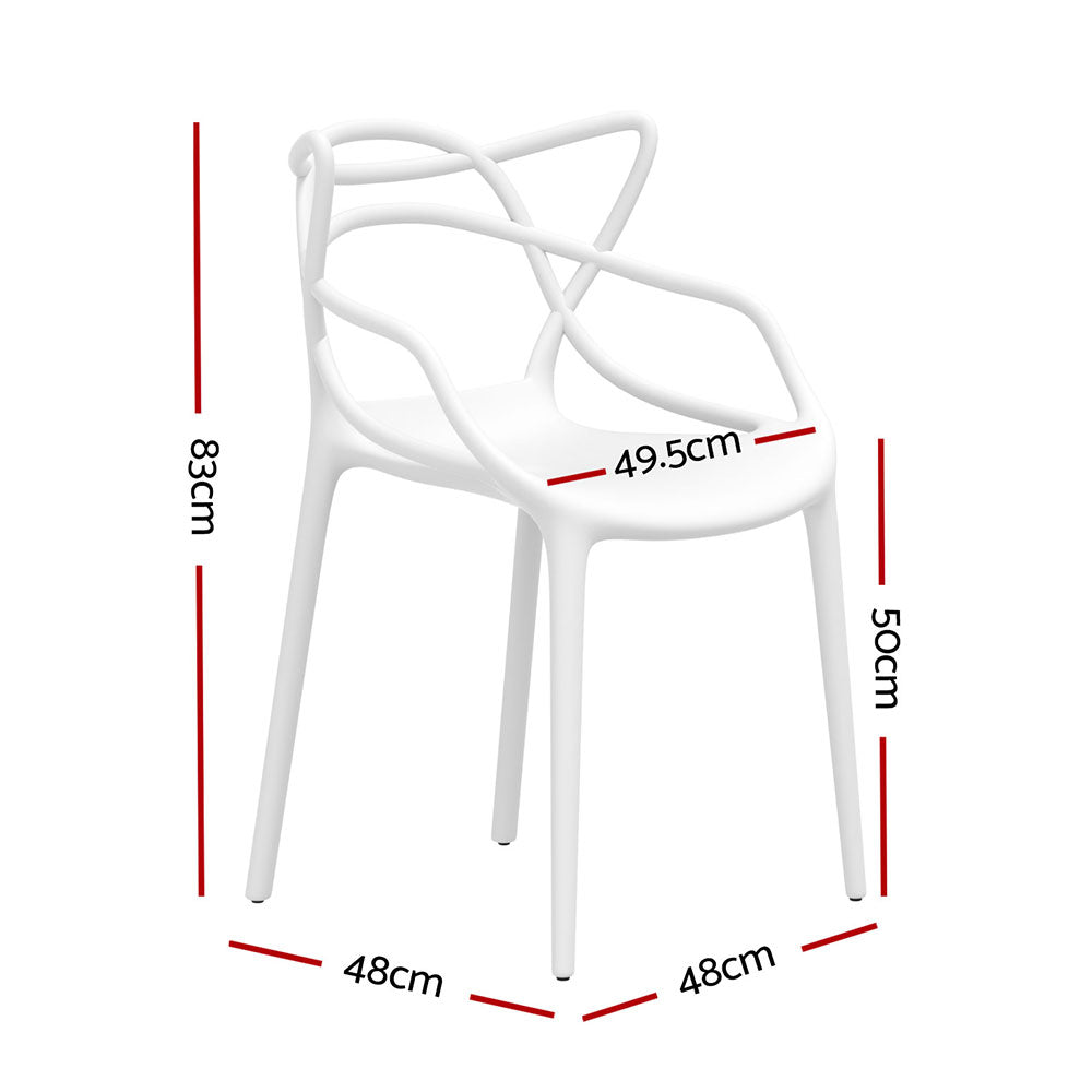 Gardeon 4PC Outdoor Dining Chairs PP Portable Stackable Chair Patio Furniture White-1