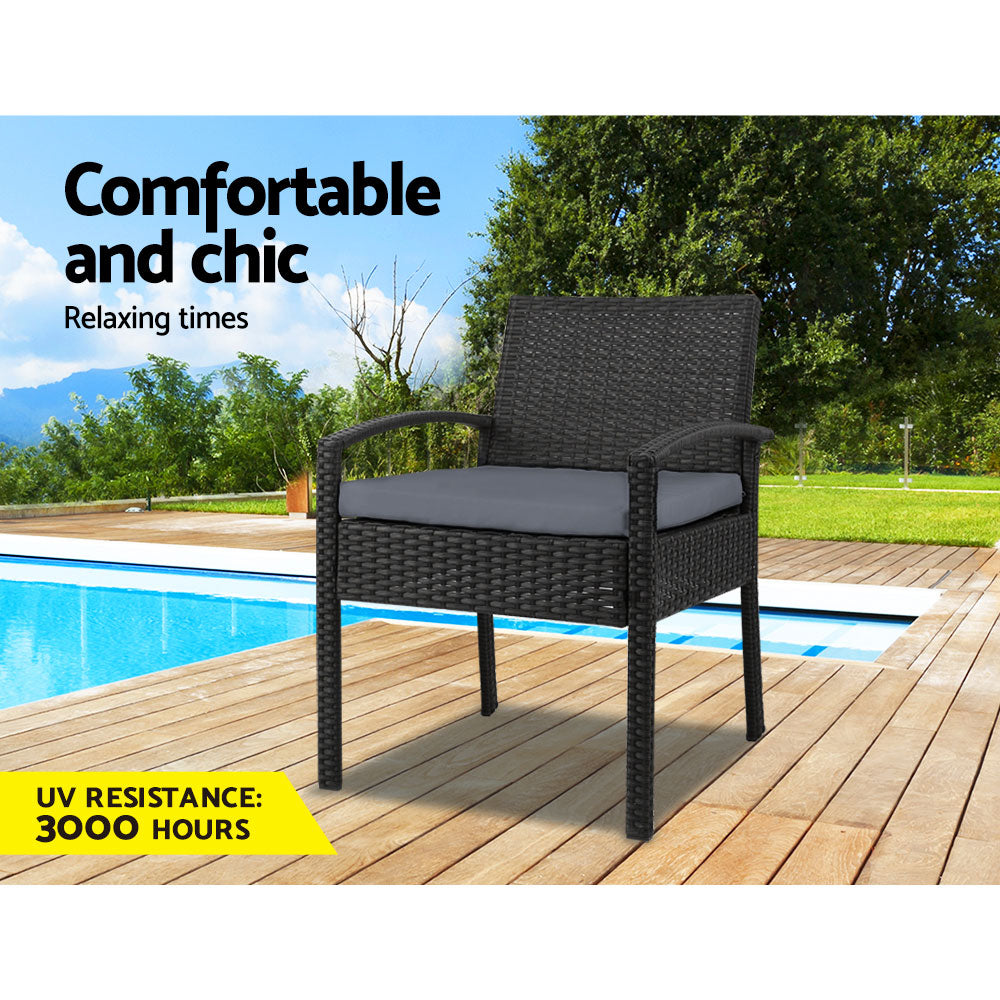 Gardeon Outdoor Dining Chairs Patio Furniture Rattan Lounge Chair Cushion Felix-6