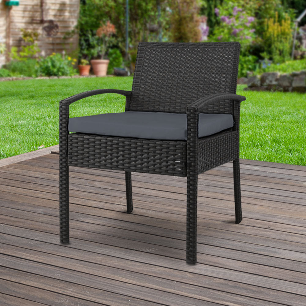 Gardeon Outdoor Dining Chairs Patio Furniture Rattan Lounge Chair Cushion Felix-7