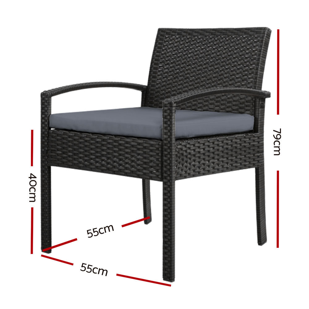 Gardeon 2PC Outdoor Dining Chairs Patio Furniture Rattan Lounge Chair Cushion Felix-1