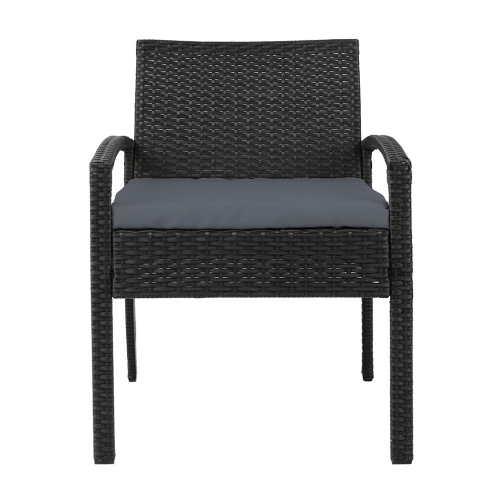 Gardeon 2PC Outdoor Dining Chairs Patio Furniture Rattan Lounge Chair Cushion Felix-2