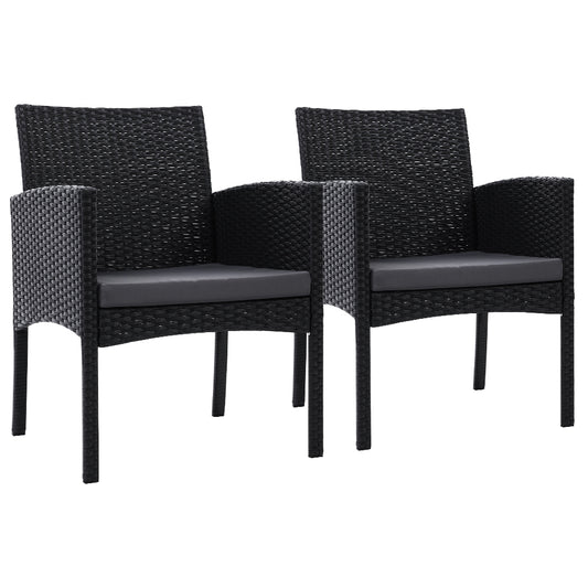 Gardeon 2PC Outdoor Dining Chairs Patio Furniture Rattan Lounge Chair XL Ezra-0