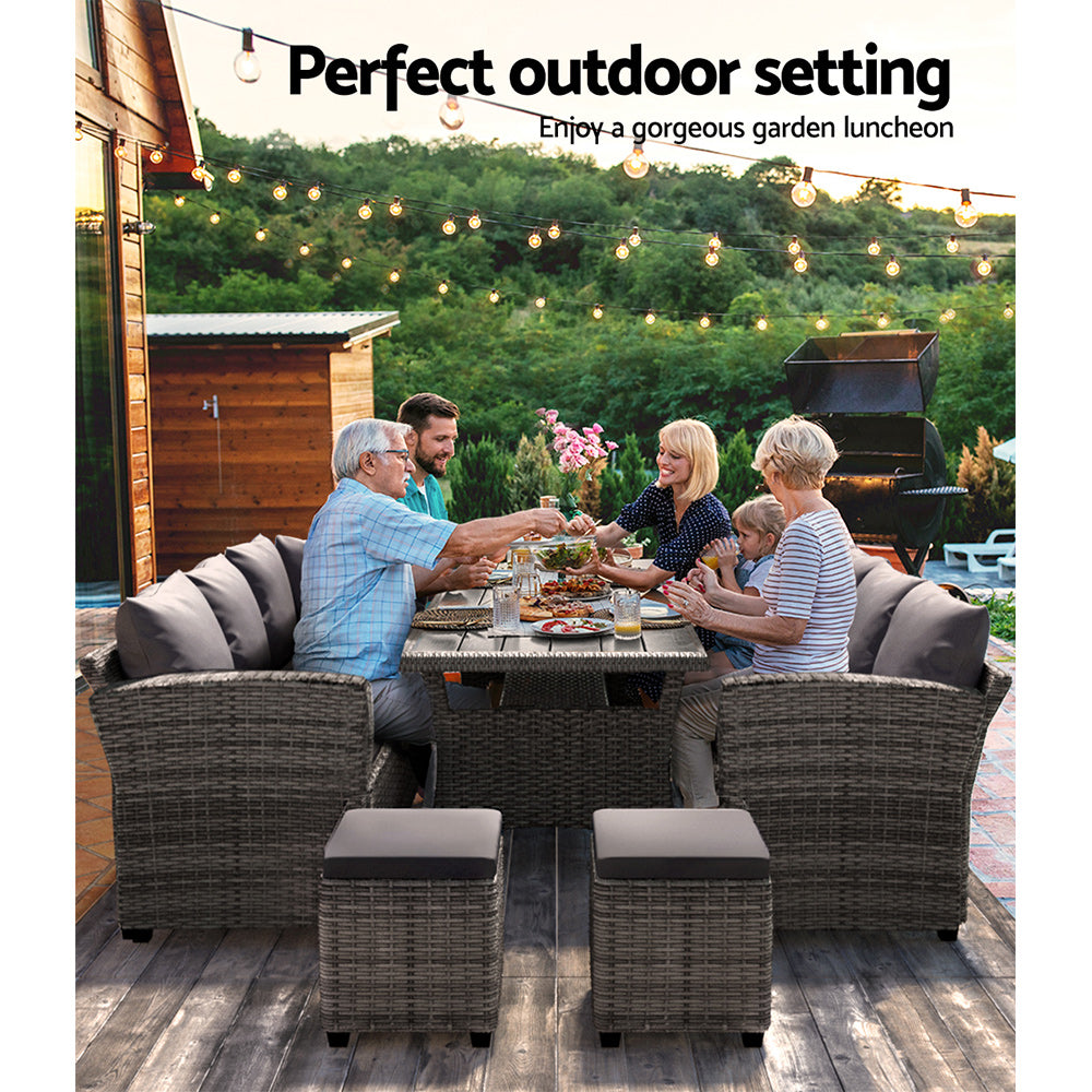 Gardeon Outdoor Dining Set Wicker Table Chairs Setting 8 Seater-4