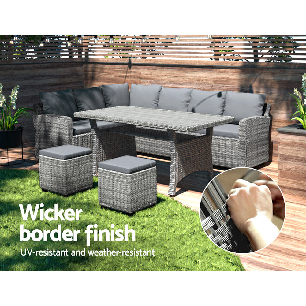 Gardeon Outdoor Dining Set Wicker Table Chairs Setting 8 Seater-6